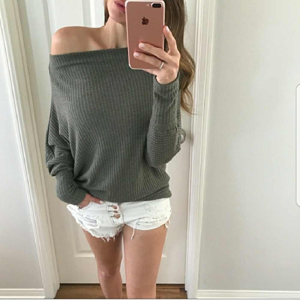 REPOSH Olive Waffle OTS Top